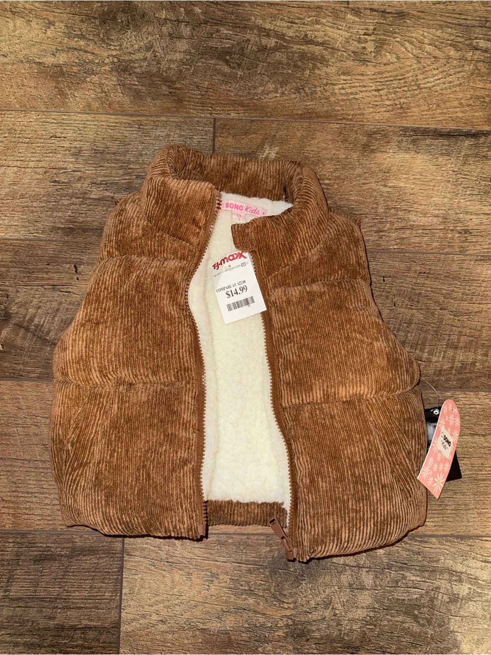 SONO Kids Brown Corduroy Puffer Vest